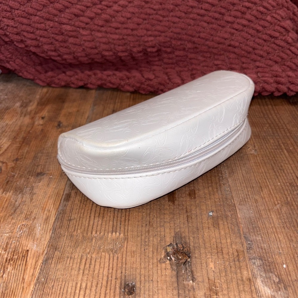 Oakley White Debossed Logo Shell Sunglasses Case with Wristlet Strap